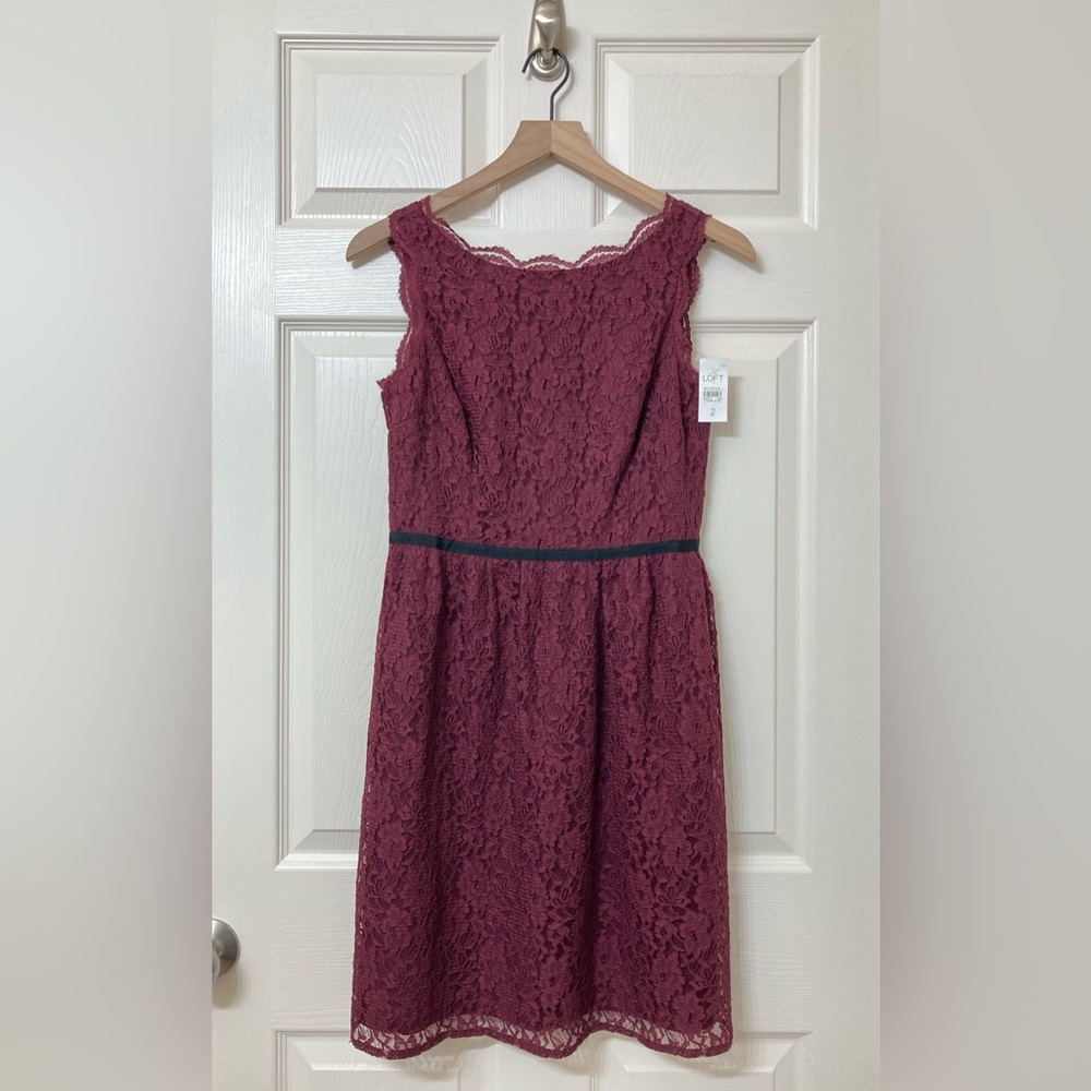 LOFT Purple Waist Defined Floral Lace A-line Mini Dress 2 Party Holiday Romantic